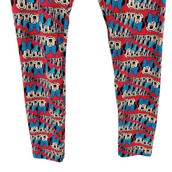 LulaRoe Tall & Curvy Leggings XL Disney Minnie Mouse Red Blue White All Over - Picture 9 of 10